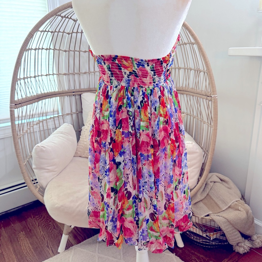 Betsey Johnson Strapless Silk Floral Dress Size 6 Made In USA Sweetheart Vintage - Picture 3 of 9